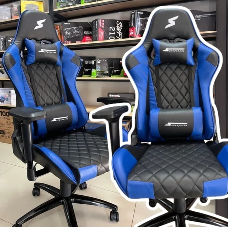 Cadeira Gamer De Escritório Ergonômica ThunderX3 Tgc12 Preto E Azul Revestimento Sintético Cadeira Gamer De Escritório Ergonômica ThunderX3 Tgc12 Preto E Azul Revestimento Sintético