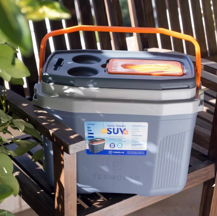 Caixa Térmica Suv Cooler Com Alça Cinza 20l Termolar Cor Cinza - Laranja Caixa Térmica Suv Cooler Com Alça Cinza 20l Termolar Cor Cinza - Laranja