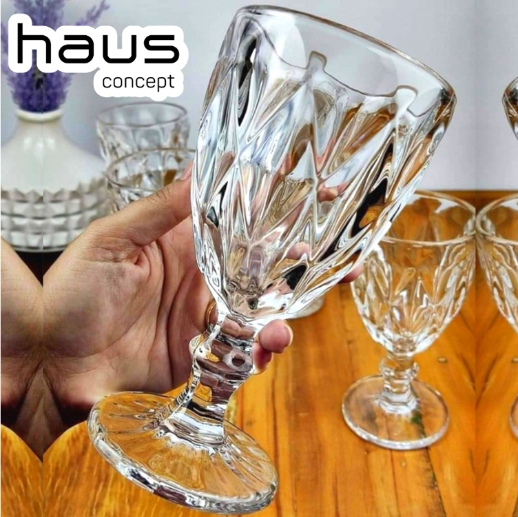 Jogo de Taças para Bebidas de Vidro 330ml - 6 Peças Haus Diamond Empire Jogo de Taças para Bebidas de Vidro 330ml - 6 Peças Haus Diamond Empire