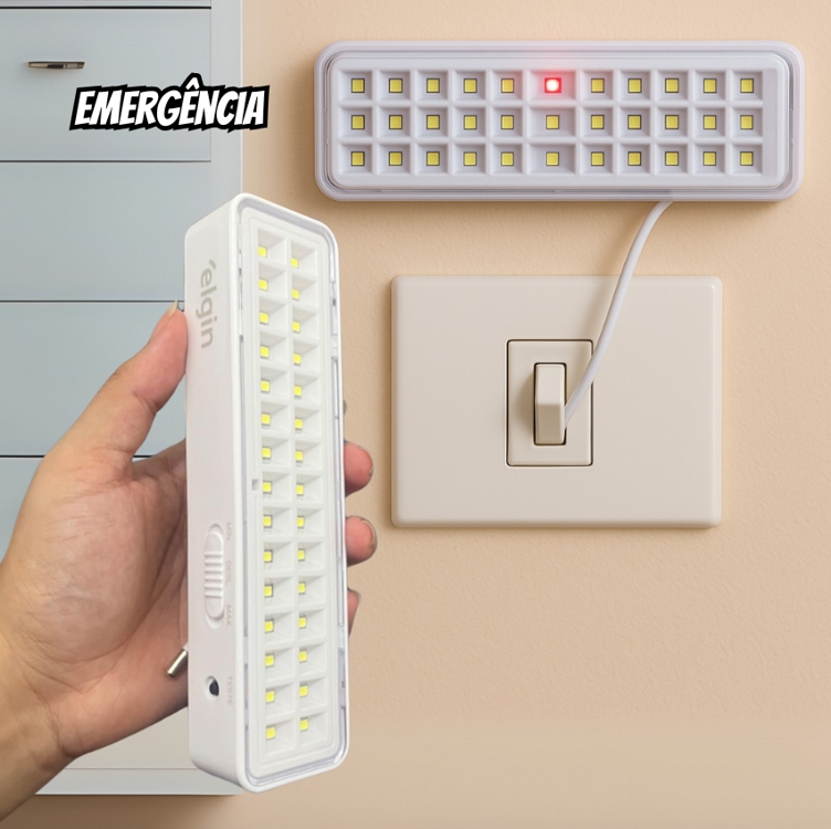 Luminária De Emergência 30 Leds 2w Elgin Bivolt Bateria Até 6 Horas Luz Branca Fria Luminária De Emergência 30 Leds 2w Elgin Bivolt Bateria Até 6 Horas Luz Branca Fria