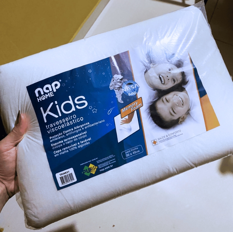Travesseiro Nasa Kids Viscoelástico D28 - Antiácaro - Branco - capa 100% algodão - Nap Travesseiro Nasa Kids Viscoelástico D28 - Antiácaro - Branco - capa 100% algodão - Nap