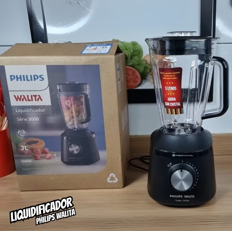 Liquidificador Série 3000 Turbo 1200w Philips Walita Hr2271 Cor Preto 220V Liquidificador Série 3000 Turbo 1200w Philips Walita Hr2271 Cor Preto 220V