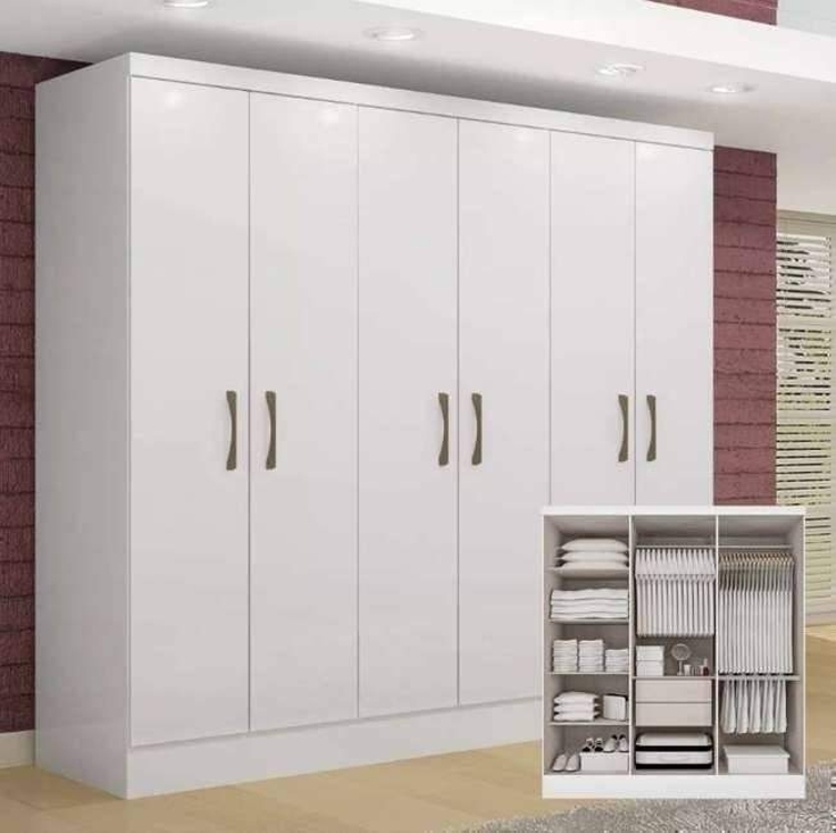 Guarda-roupa Espresso Móveis Paris Cor Branco De Mdp Com 6 Portas De Dobradiças Guarda-roupa Espresso Móveis Paris Cor Branco De Mdp Com 6 Portas De Dobradiças