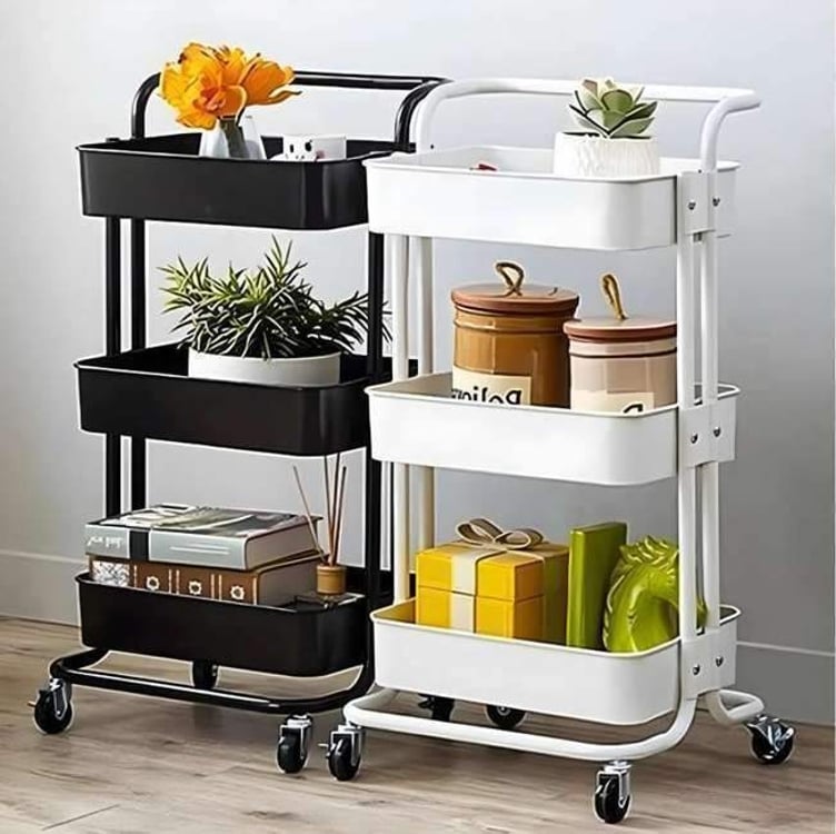 Carrinho Organizador Multiuso 3 Prateleiras Com Rodinhas/Estante/Fruteira (Branco) Carrinho Organizador Multiuso 3 Prateleiras Com Rodinhas/Estante/Fruteira (Branco)