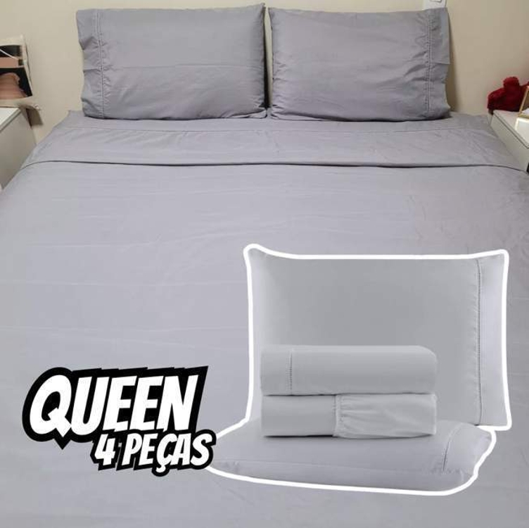 Jogo De Lençol Queen 04 Peças Percal 400 Fios Macio Jogo De Lençol Queen 04 Peças Percal 400 Fios Macio