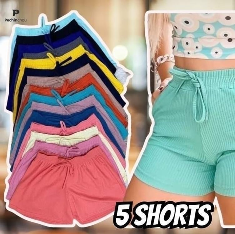 Kit 5 Short Shortinho Malha Canelado Feminino Moda Praia Adicionar aos favoritos Kit 5 Short Shortinho Malha Canelado Feminino Moda Praia Adicionar aos favoritos