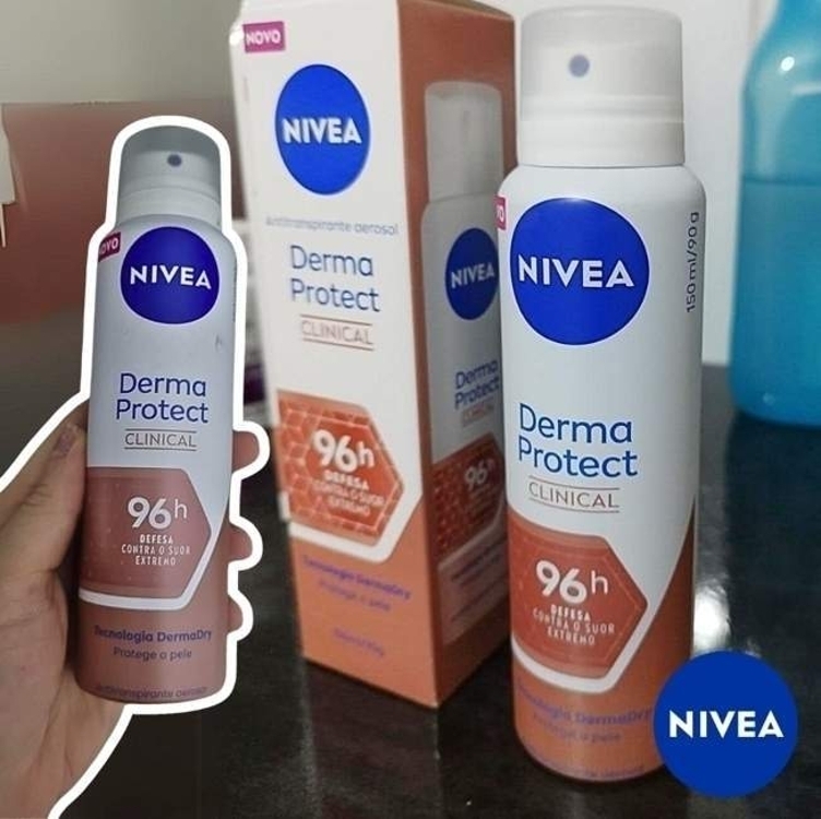 NIVEA Desodorante Antitranspirante Aerossol Derma Protect Clinical 150ml - Alta proteção de 96 horas contra o suor excessivo e o mau odor, garantindo axilas macias e sem irritação NIVEA Desodorante Antitranspirante Aerossol Derma Protect Clinical 150ml - Alta proteção de 96 horas contra o suor excessivo e o mau odor, garantindo axilas macias e sem irritação