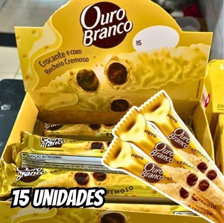 Ouro Branco - Stick Wafer Recheado pacote com 15 unidades de 25g Ouro Branco - Stick Wafer Recheado pacote com 15 unidades de 25g