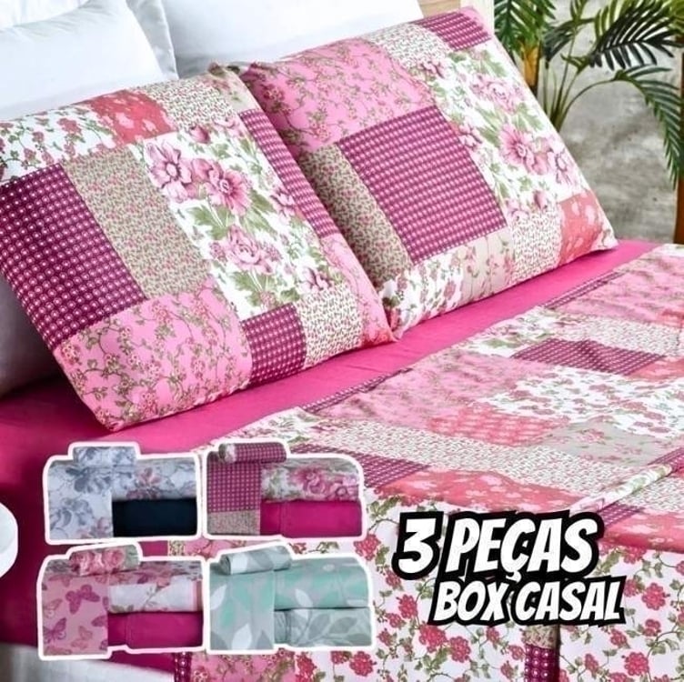 Jogo Lençol Casal Padrão Box 400 Fios Toque Aveludado 3 Pçs Jogo Lençol Casal Padrão Box 400 Fios Toque Aveludado 3 Pçs