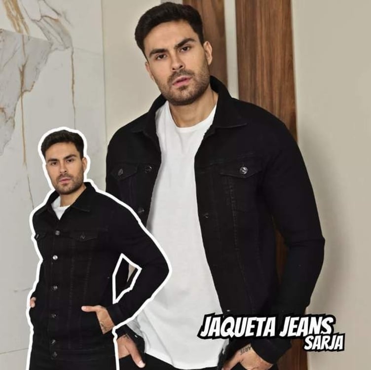 Jaqueta Jeans Sarja Masculina Fit Coloridas Casual Versátil Jaqueta Jeans Sarja Masculina Fit Coloridas Casual Versátil