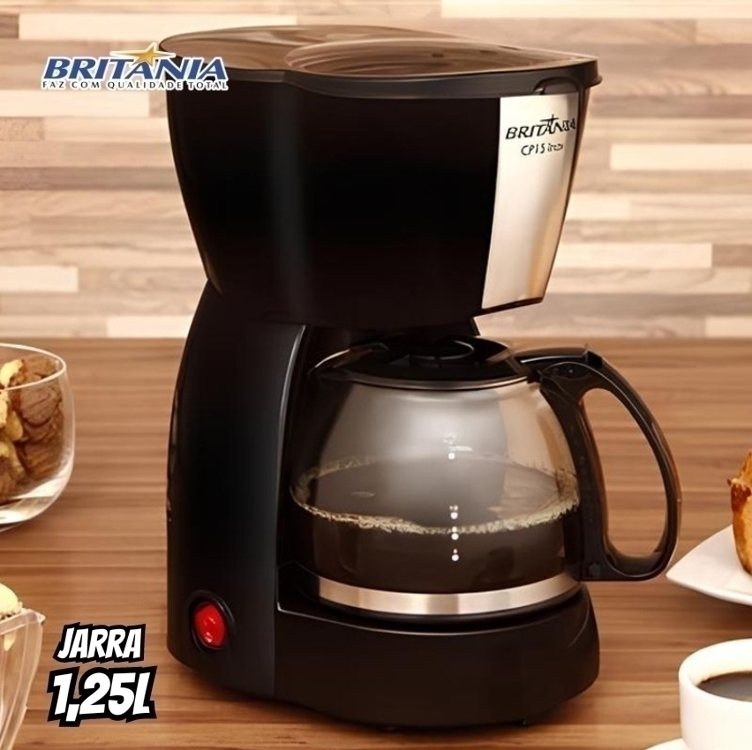 Cafeteira Cp15 Inox 15 Cafezinhos 550w Preto Britânia 220v Cafeteira Cp15 Inox 15 Cafezinhos 550w Preto Britânia 220v