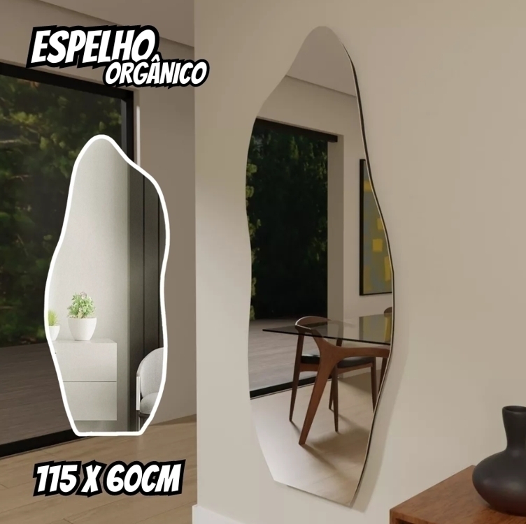 Espelho Grande Corpo Inteiro 115x60 Orgânico Luxo Decorativo Espelho Grande Corpo Inteiro 115x60 Orgânico Luxo Decorativo