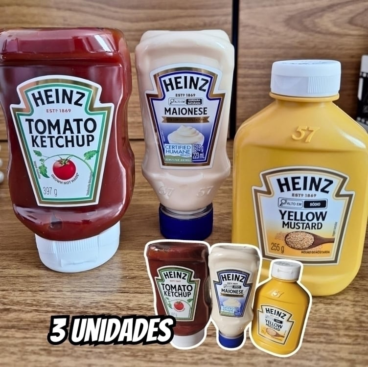 Heinz Pack Hamburger Ketchup 397G + Maionese 215G + Mostarda 255gG Heinz Pack Hamburger Ketchup 397G + Maionese 215G + Mostarda 255gG