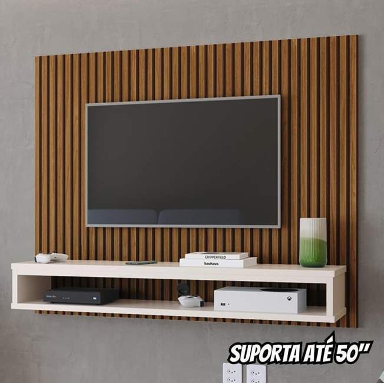 Estante Painel Parede Tv 40 42 43 47 48 50 Polegadas Nicho Prateleira Organizadora Quarto Sala Estar - Ripado Freijó/Cinza - RPM Estante Painel Parede Tv 40 42 43 47 48 50 Polegadas Nicho Prateleira Organizadora Quarto Sala Estar - Ripado Freijó/Cinza - RPM