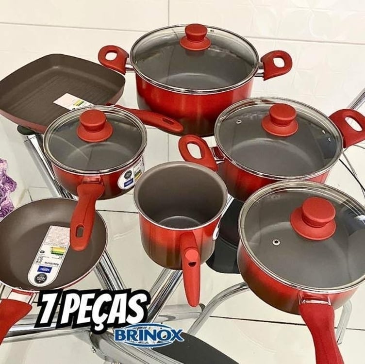 Jogo de Panelas 7 Peças Ceramic Life Easy - Vermelha Jogo de Panelas 7 Peças Ceramic Life Easy - Vermelha
