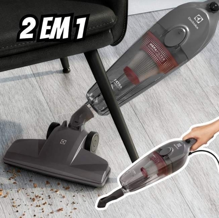 Aspirador de Pó Vertical Electrolux 1450W STK15 com Fio Portátil de Mão 2 em 1 e 1,6 Litros de capacidade com Filtro Hepa Cinza-escuro