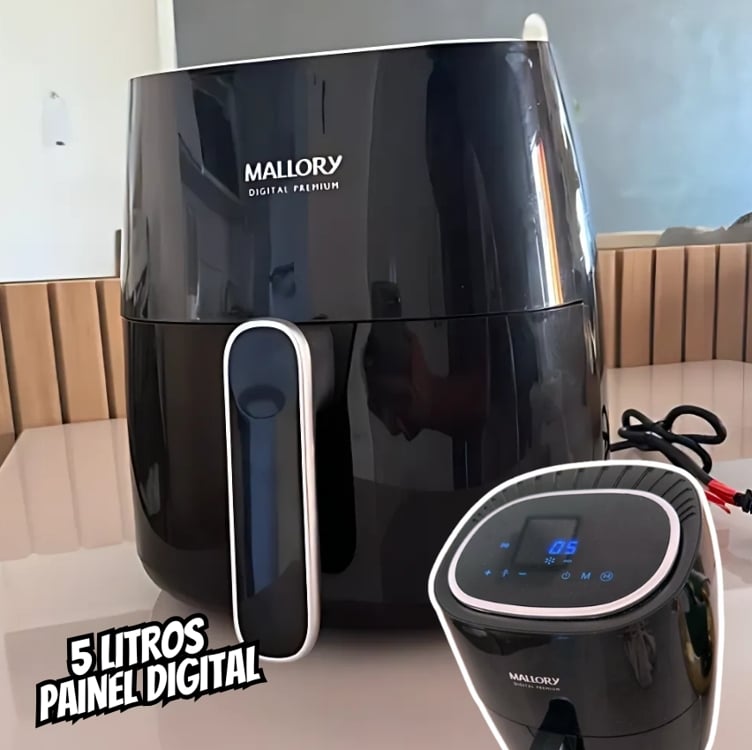 Fritadeira Mallory Air Fryer Digital Premium 5,5Litros - Painel 100% Digital - 1500W de Potência - 127V Fritadeira Mallory Air Fryer Digital Premium 5,5Litros - Painel 100% Digital - 1500W de Potência - 127V