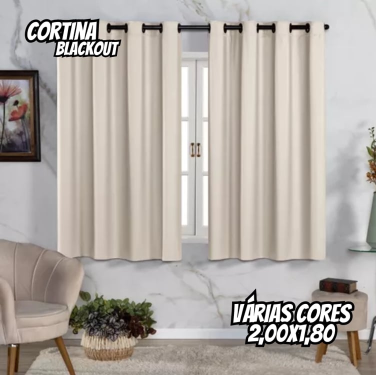 Cortinas Sala Blackout 100% Blecaute 2,00x1,80 Sala Quarto Cortinas Sala Blackout 100% Blecaute 2,00x1,80 Sala Quarto
