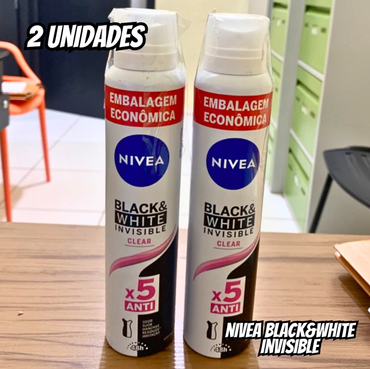 Kit Desodorante Aerossol Nivea Black & White Clear 150ml - 2 Unidades, Nivea, Pacote De 2 Kit Desodorante Aerossol Nivea Black & White Clear 150ml - 2 Unidades, Nivea, Pacote De 2