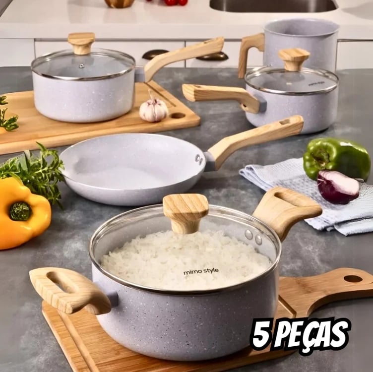 Jogo De Panelas Antiaderente Cerâmica Mimo Style 5 Peças Grafite Jogo De Panelas Antiaderente Cerâmica Mimo Style 5 Peças Grafite