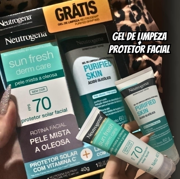 Promopack Compre Neutrogena Sun Fresh® Derm Care Fps 70 Sem Cor E Ganhe Gel De Limpeza Neutrogena Purified Skin® 60g Promopack Compre Neutrogena Sun Fresh® Derm Care Fps 70 Sem Cor E Ganhe Gel De Limpeza Neutrogena Purified Skin® 60g