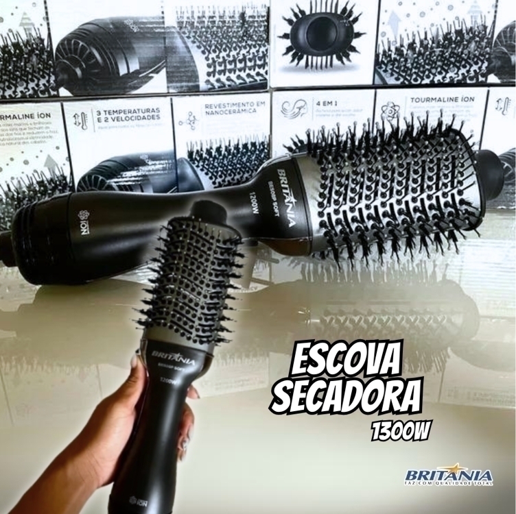 Escova Secadora Britânia Bes08p 1300w - Bivolt 110V/220V Escova Secadora Britânia Bes08p 1300w - Bivolt 110V/220V