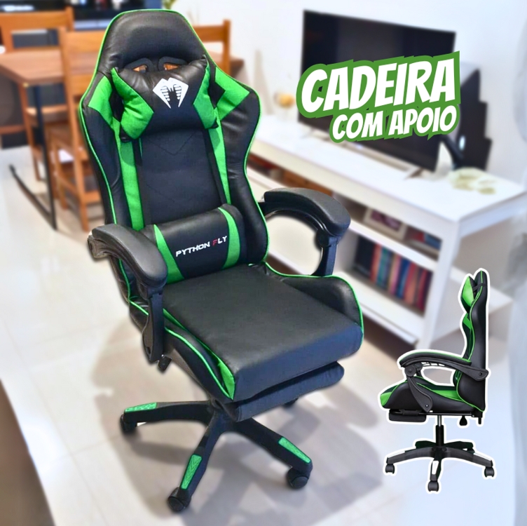 Cadeira Ergonomica Gamer Com Apoio Para Os Pés(verde) Cadeira Ergonomica Gamer Com Apoio Para Os Pés(verde)