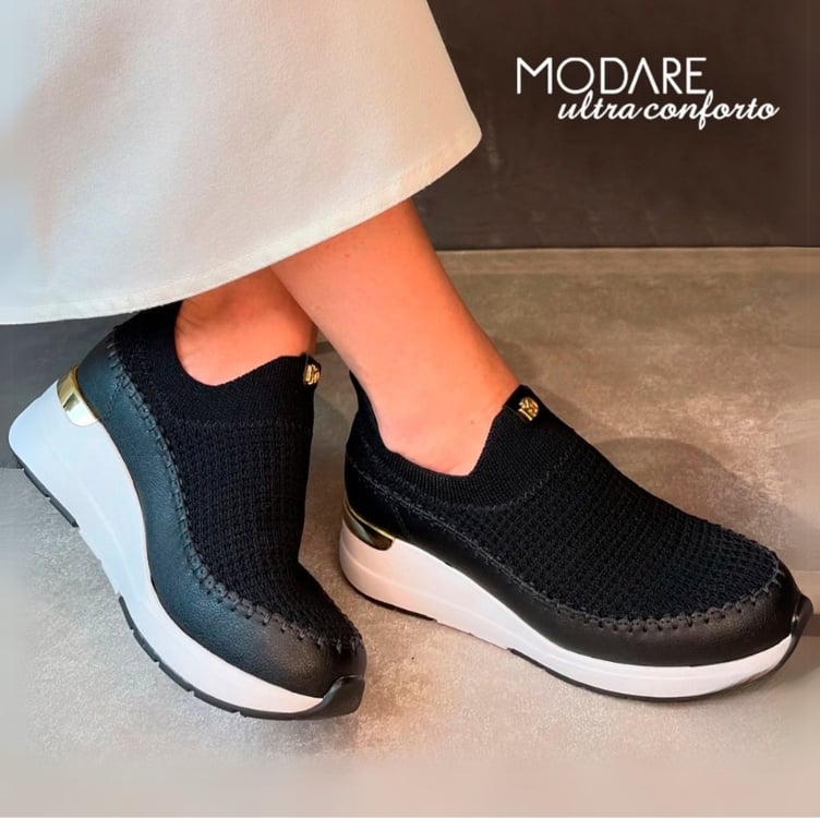 Tênis Modare Salto Embutido I Sem Cadarço Feminino - Preto Tênis Modare Salto Embutido I Sem Cadarço Feminino - Preto