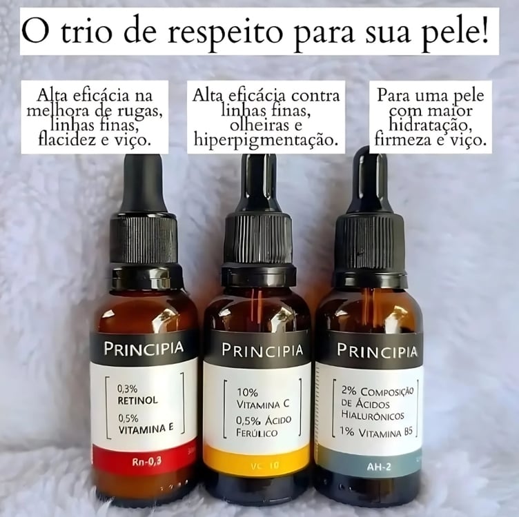 Kit 3 Séruns Principia Vitamina C + Retinol + Hialurônicos Kit 3 Séruns Principia Vitamina C + Retinol + Hialurônicos