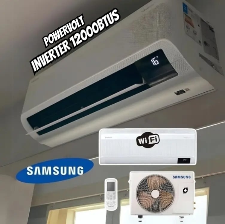 Ar Condicionado Split Samsung Inverter WindFree POWERvolt Bivolt Connect AI 12.000 BTUs Frio Sem Vento AR12DYFAVWKNAZ Ar Condicionado Split Samsung Inverter WindFree POWERvolt Bivolt Connect AI 12.000 BTUs Frio Sem Vento AR12DYFAVWKNAZ