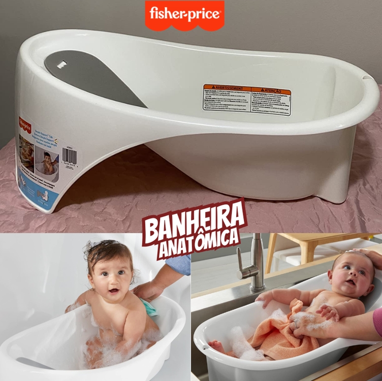 Fisher-Price Baby Banheira de Bebê, Branco, HDB52 Fisher-Price Baby Banheira de Bebê, Branco, HDB52