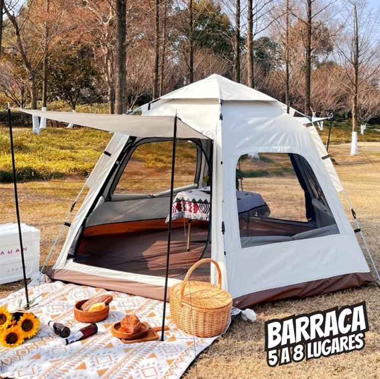 Barracas hexagonais extragrandes Joyfox Camping Iglu 5 a 8 Lugares Automático 280 x 280 x 155cm Barracas hexagonais extragrandes Joyfox Camping Iglu 5 a 8 Lugares Automático 280 x 280 x 155cm