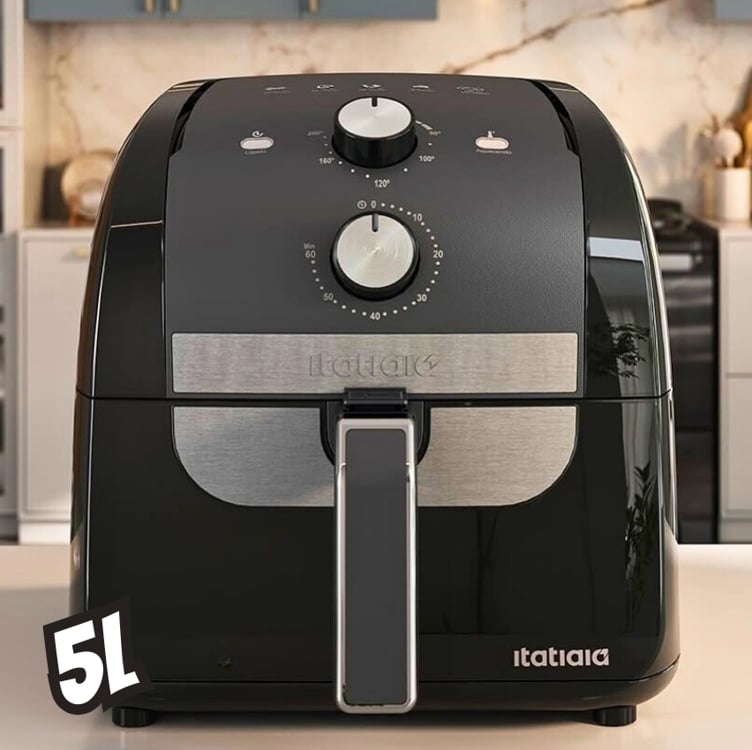 Fritadeira Air Fryer 5 Litros Com Cesta Antiaderente Removível Aviso Sonoro E Desligamento Automático Frita Sem Óleo Com Circulação De Ar Quente Em 200°c Timer 1900wts De Potência E 127v Itatiaia Fritadeira Air Fryer 5 Litros Com Cesta Antiaderente Removível Aviso Sonoro E Desligamento Automático Frita Sem Óleo Com Circulação De Ar Quente Em 200°c Timer 1900wts De Potência E 127v Itatiaia