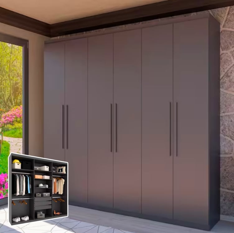 Guarda-Roupa Casal Bartira Genova com 6 Portas, 3 Gavetas e 236,7 cm de Largura Guarda-Roupa Casal Bartira Genova com 6 Portas, 3 Gavetas e 236,7 cm de Largura