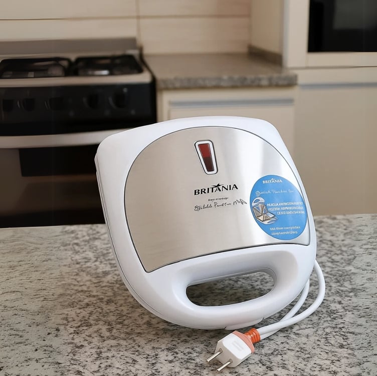 Sanduicheira Bello Pane Inox Com Placas Antiaderentes E Potência De 750w Cor Branco Britânia 127v Sanduicheira Bello Pane Inox Com Placas Antiaderentes E Potência De 750w Cor Branco Britânia 127v