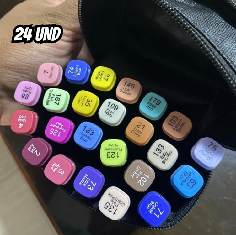 Conjunto Kit 24 Cores Canetas Marcador Canetinha Ponta Dupla Conjunto Kit 24 Cores Canetas Marcador Canetinha Ponta Dupla