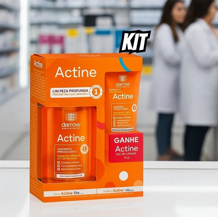 Kit Gel De Limpeza Facial Actine Pele Acneica 140g + 40g