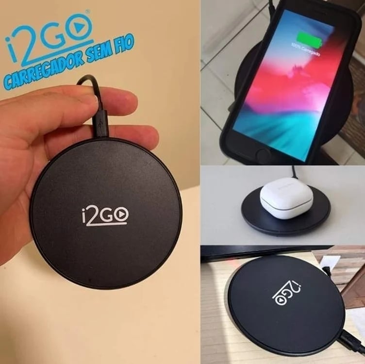 Carregador Sem Fio Turbo I2go 10w Chumbo Cor Preto Carregador Sem Fio Turbo I2go 10w Chumbo Cor Preto