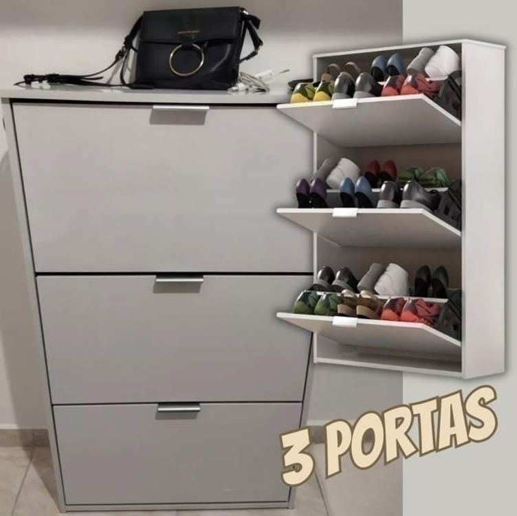 Sapateira Safira 3 Portas (18 Pares De Sapatos) Cor Branca Sapateira Safira 3 Portas (18 Pares De Sapatos) Cor Branca