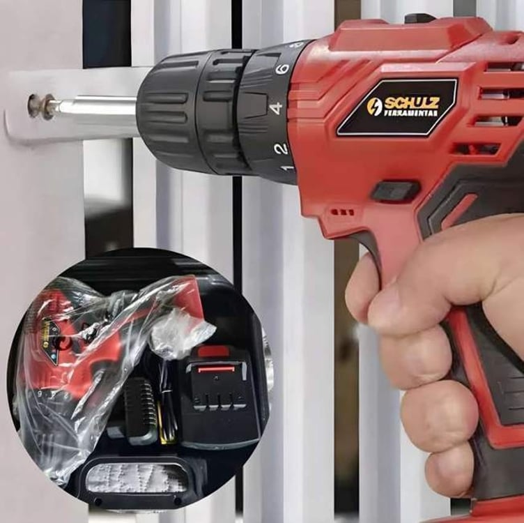 Parafusadeira E Furadeira Elétrica FPB 16v 10mm Schulz Sem Fio Cor Vermelho 127/220V Parafusadeira E Furadeira Elétrica FPB 16v 10mm Schulz Sem Fio Cor Vermelho 127/220V