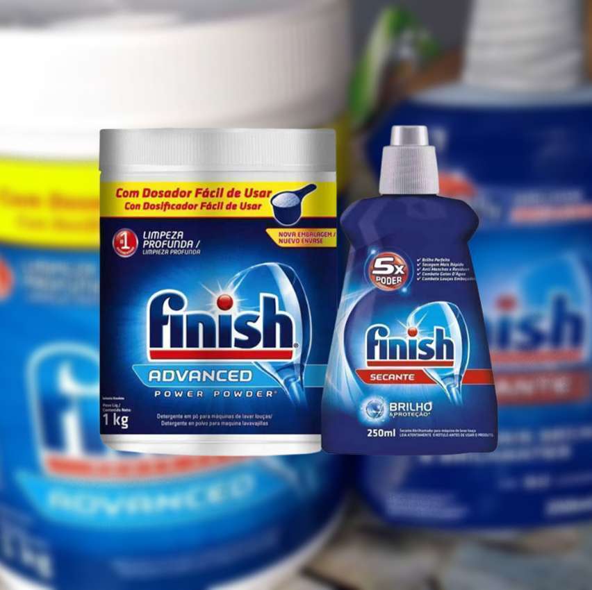 Kit Detergente em Pó para Lava-Louças Finish - 1kg + Secante para Lava-louças 250ml Kit Detergente em Pó para Lava-Louças Finish - 1kg + Secante para Lava-louças 250ml