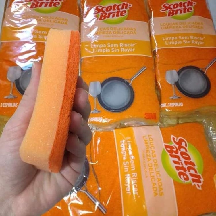 Scotch-Brite, 3M, Esponja para Louças Delicadas, 03 Unidades - Laranja Scotch-Brite, 3M, Esponja para Louças Delicadas, 03 Unidades - Laranja
