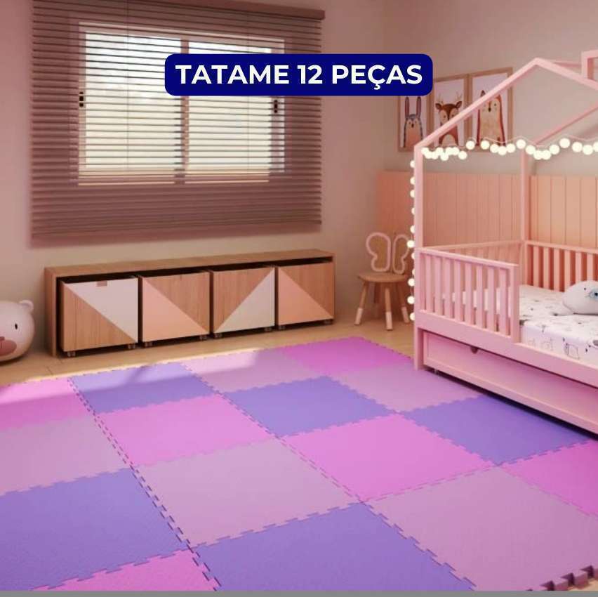 Kit 12 Tatames Tapetes EVA Infantil para Meninas 50x50cm com 1cm de Espessura Kit 12 Tatames Tapetes EVA Infantil para Meninas 50x50cm com 1cm de Espessura