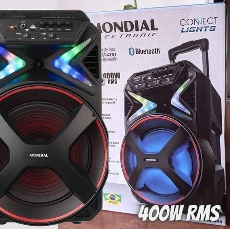 Caixa de Som Amplificada Mondial, Connect Lights, Bivolt, 400W RMS - CM-400 Caixa de Som Amplificada Mondial, Connect Lights, Bivolt, 400W RMS - CM-400