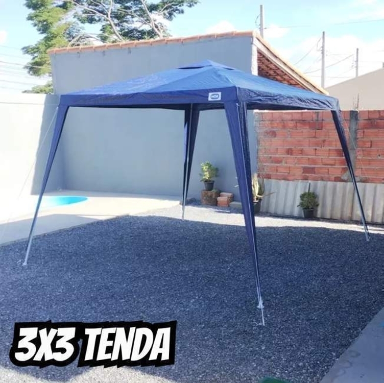 Belfix 301202 tenda gazebo azul polietileno 3x3 metros desmontável