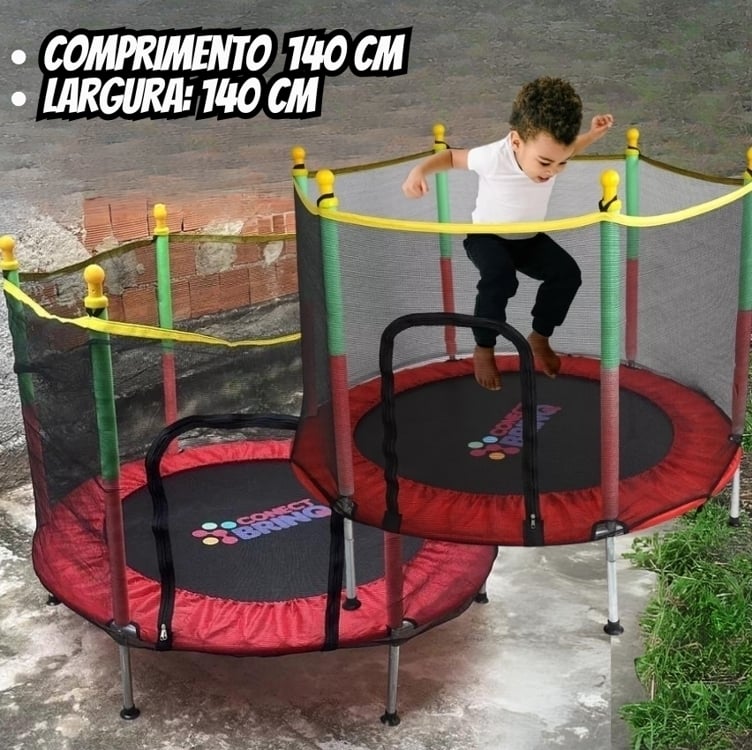 Cama Elástica Infantil Pula Pula Trampolim 1,40 M Playground Conect Brinq Cama Elástica Infantil Pula Pula Trampolim 1,40 M Playground Conect Brinq