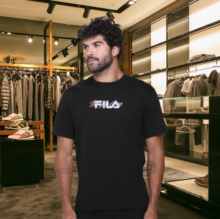 Camiseta Fila Comfort Letter Outdoor Masculina - Preto Camiseta Fila Comfort Letter Outdoor Masculina - Preto
