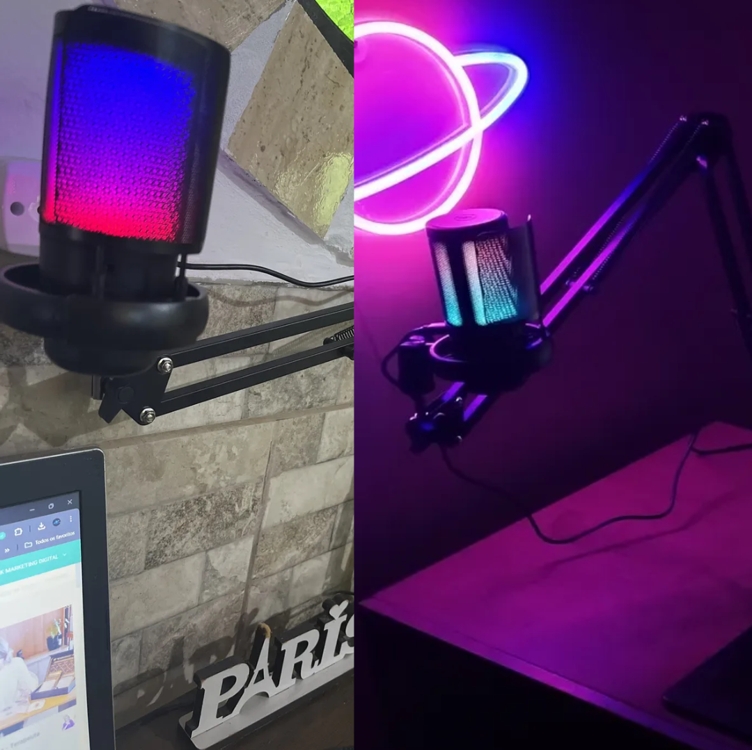 Microfone Condensador Cardioid Rgb Para Pc Gamer E Gravação Microfone Condensador Cardioid Rgb Para Pc Gamer E Gravação