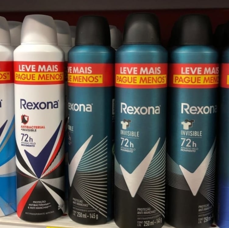 Rexona Antitranspirante Masculino Aerossol Invisible 250 ML, Leve Mais Pague Menos, Embalagem Pode Variar
