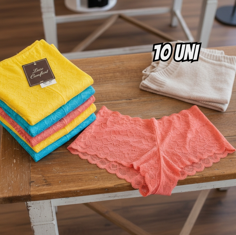 Kit 10 Caleçon Em Renda Short Lingerie Atacado Revenda